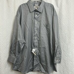 NWT Joseph Abboud Non-Iron Classic Fit Dress Shirt Gray and White Size 20 34/35